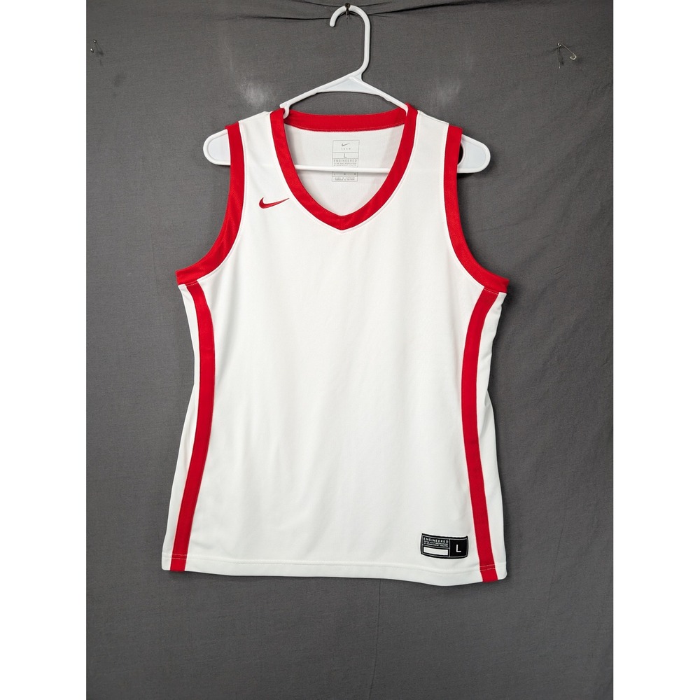 Nike Team Basketball Jersey White Red AV2219-109 Mens Large Athletic Tank